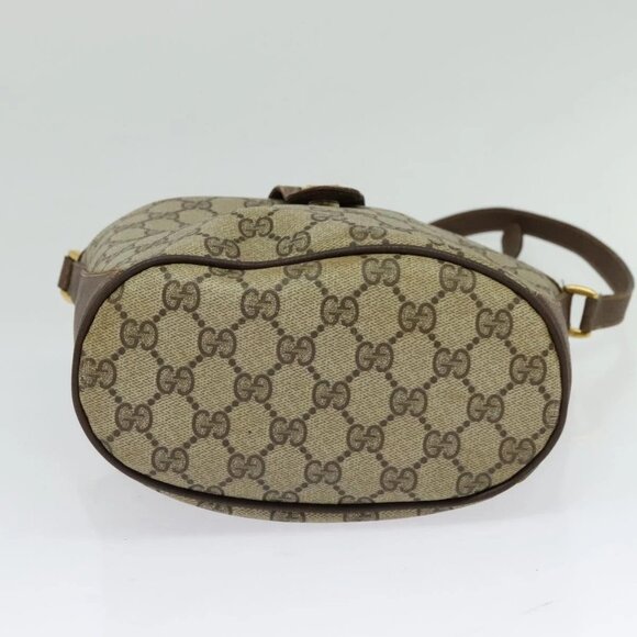 GUCCI Web Sherry Line GG Supreme Shoulder Bag PVC Beige Auth - Picture 6 of 16